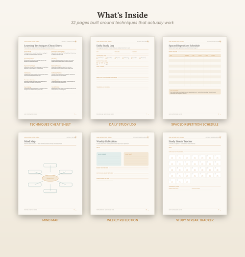 Study Skills Planner Printable | Active Recall & Spaced Repetition Journal PDF